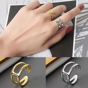 𝅺new Unique 18k Gold 925 Sterling Silver Minimalist Ring